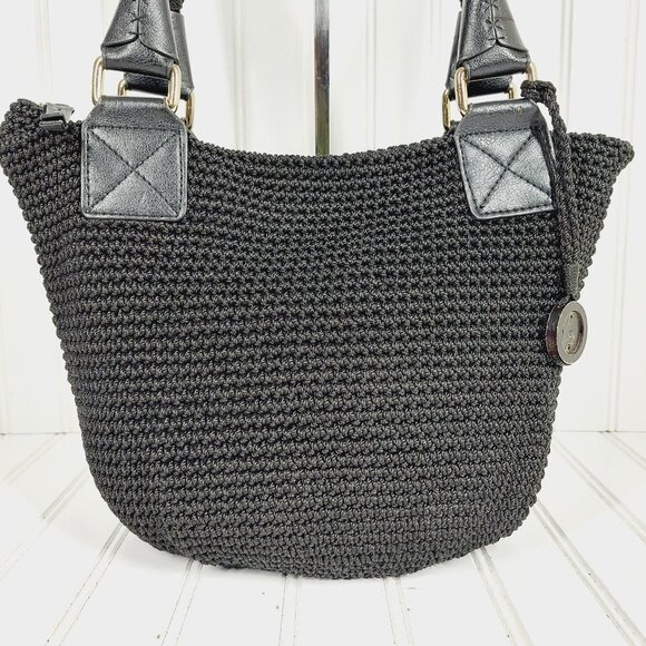 THE SAK Elliott Lucca Black Crochet Shoulder Handbag 0200 - Picture 2 of 15